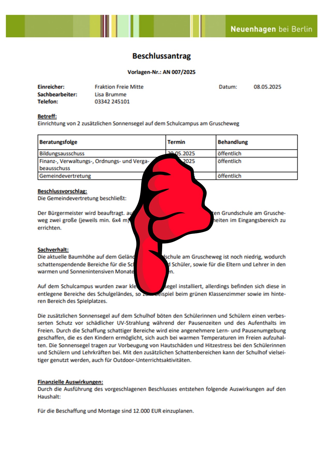 Einrichtung von 2 Sonnensegel