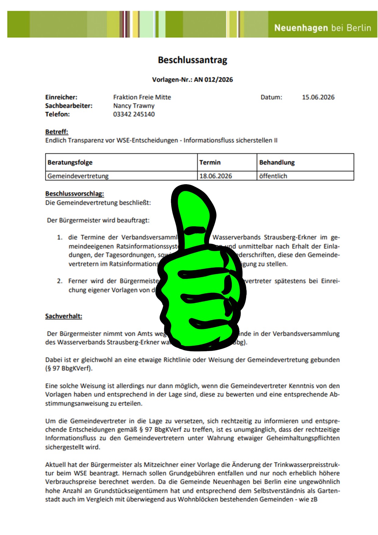 Transparenz vor WSE entscheidungen