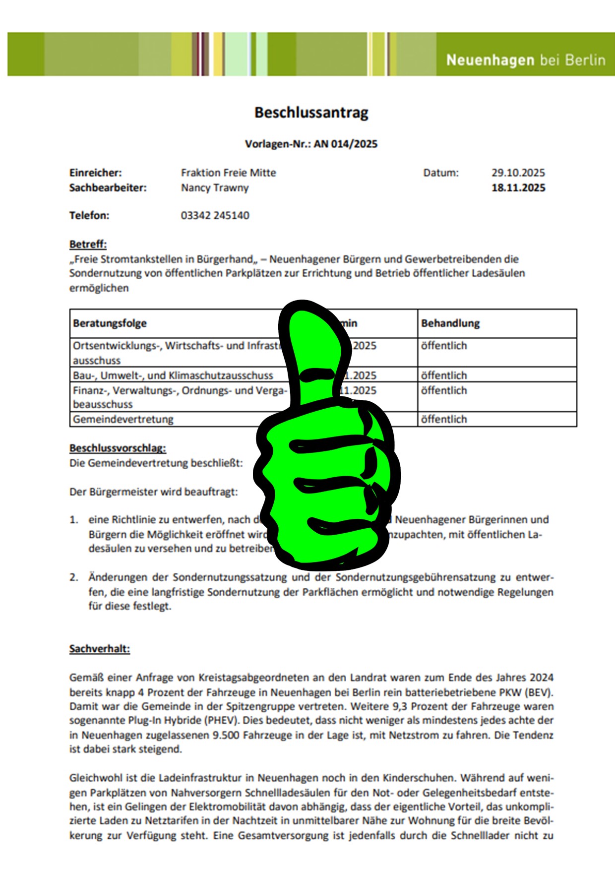 Beschlussantrag Freie Stromtankstellen
