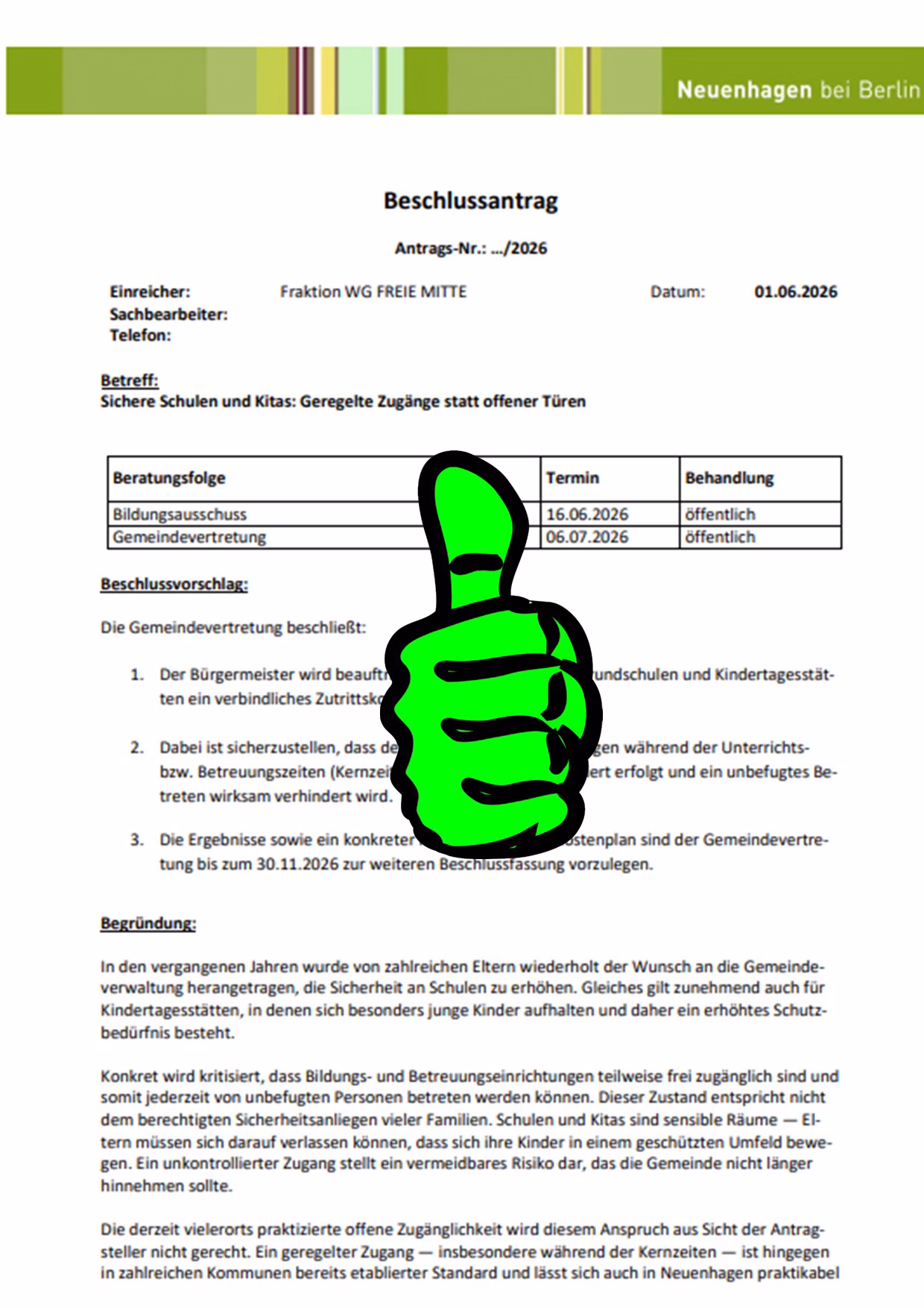 Beschlussantrag Sichere Schulen und Kitas